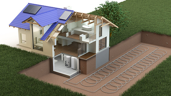 An illustration showing how a heat pump works